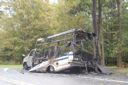 Public bus catches fire in Sherburne
