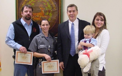 Deputy, husband honored for saving life of drowning infant