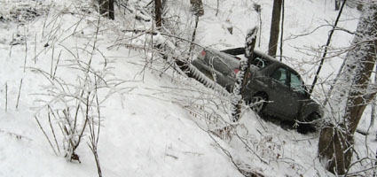 Slippery roads cause pileup on Polkville Hill