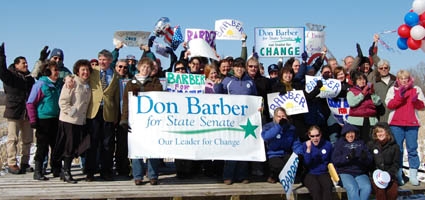 Barber announces candidacy for state senate at farm in Sherburne