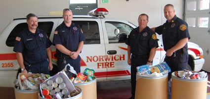 Firefighters donate food collected on the 4th
