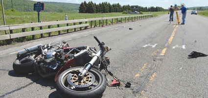 Speeding motorcycle crashes, shuts down Rt. 12