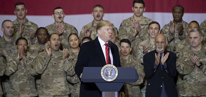Trump thanks troops on Afghan visit, says Taliban want deal